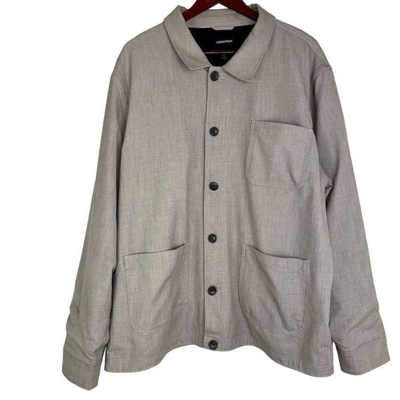 Nordstrom Mens Tan Washed Shacket Jacket 2XL Modern Casual Minimalist - Picture 1 of 11